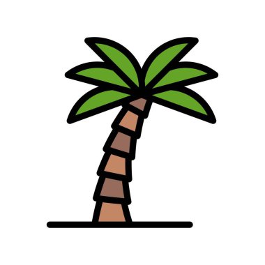 Hawaii ikonu ile ilgili hindistan cevizi ağacı yaprakları ve hindistan cevizi vektörü ile düzenlenebilir felçli