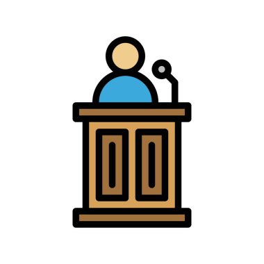 Sunum podyumu vektörü, okula doldurulmuş biçim simgesi