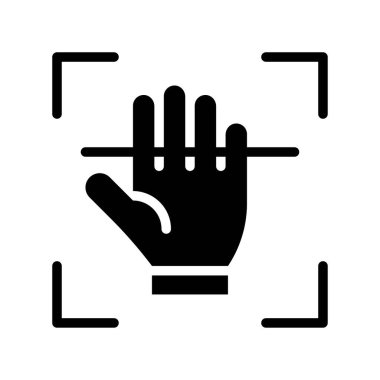 Elektronik parmak izi tanıma vektör çizimi, gelecekteki teknoloji katı tasarım simgesi