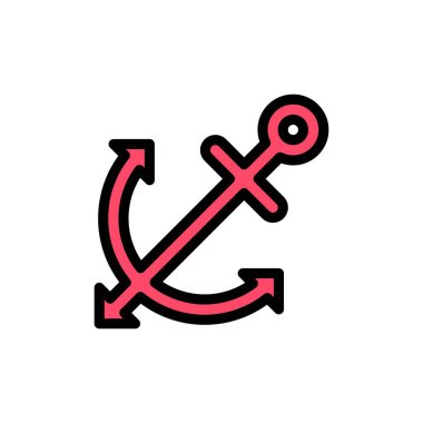 Yaz plajı ya da tatille ilgili plaj çapası ve düzenlenebilir oklu daire vektörü.