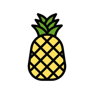 Hawaii ikonu ile ilgili ananas meyvesi yaprakları ve düzenlenebilir felçli şerit vektörü
