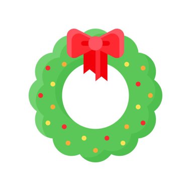 Noel Çelengi vektör illüstrasyonu, düz biçim simgesi