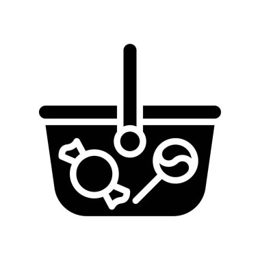 Tatlı sepet vektör çizimi, izole edilmiş katı tasarım simgesi