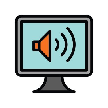 Televizyon ve teknoloji, ilgili TV ve hoparlör vektörleri, düzenlenebilir vuruşlarda,