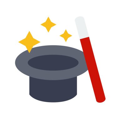 Sihirli şapka vektörü, Sihirle ilişkili düz tasarım simgesi