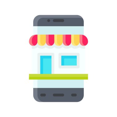 uygulama simgeleri çevrimiçi shope ve düğme vektörleri ile ilgili cep telefonu ekranını düz biçimli olarak ayarla