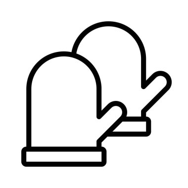 Mutfak eldiven vektörü, Barbeküyle ilgili satır tasarımı düzenlenebilir vuruş simgesi