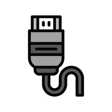 Televizyonlar ve teknoloji, ilgili USB kablo vektörleri, düzenlenebilir vuruşlarda,