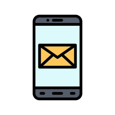 uygulama simgeleri zarf ya da harf ile ilgili cep telefonu ekranı ve düzenlenebilir vuruşlu düğme vektörleri ile ayarlandı