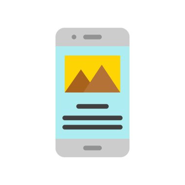 Mobil içerik vektörü, Sosyal medya düz tasarım simgesi