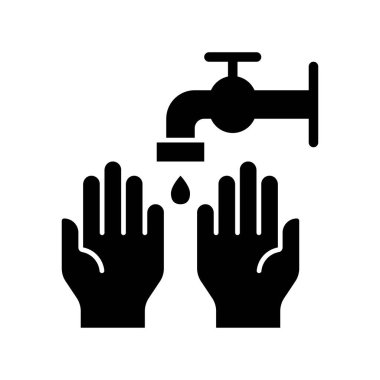 El yıkama vektörü çizimi, hijyen katı tasarım simgesi 