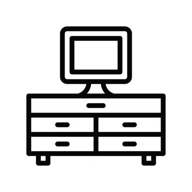 Televizyon ve teknoloji, ilgili TV tablosu vektörleri, doğrusal ya da düzenlenebilir vuruş tasarımları,