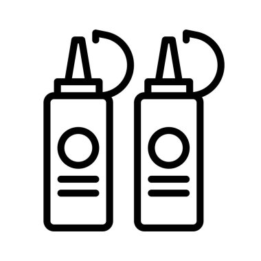 Sos şişesi vektörü, barbekü ile ilgili çizgi tasarımı düzenlenebilir vuruş simgesi