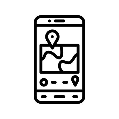 uygulama simgeleri konum pin ve düğme vektörleri ile ilgili cep telefonu ekranını doğrusal biçiminde ayarla