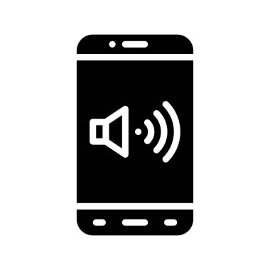 uygulama simgeleri, hoparlör işareti ve katı tasarım vektörleri ile ilgili cep telefonu ekranını ayarladı