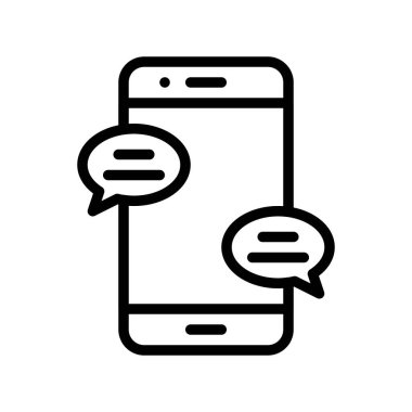 Konuşma kabarcığı vektörlü cep telefonu, Sosyal medya çizgisi tasarım simgesi