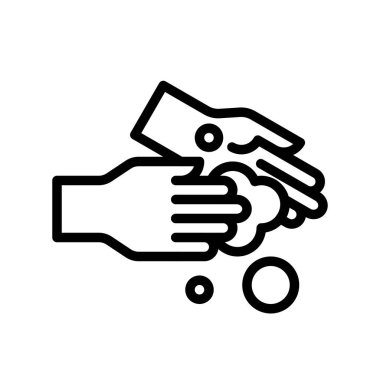 El yıkama vektörü çizimi, hijyen çizgisi tasarım simgesi 