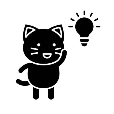 Şirin Kedi avatar vektör çizimi, katı biçim simgesi