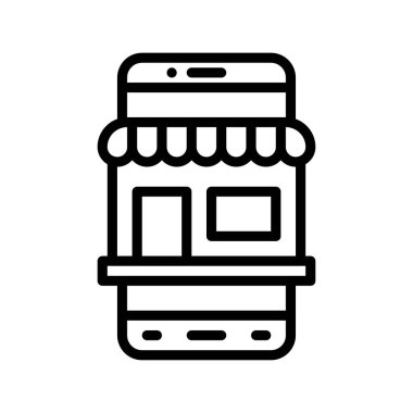 uygulama simgeleri çevrimiçi shope ve lineal biçimdeki düğme vektörleri ile ilgili cep telefonu ekranını ayarladı