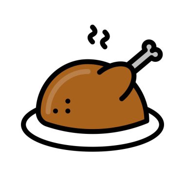 Izgara tavuk vektörü, barbeküyle ilgili düzenlenebilir çizim ikonu