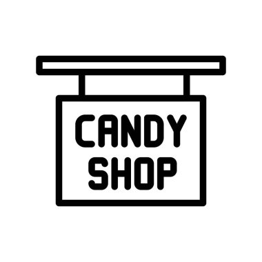 Şekerci dükkânı işaret çizelgesi çizimi, izole çizgi tasarımı simgesi