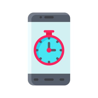 uygulama simgeleri zamanlayıcı veya saat ve düz biçimli düğme vektörleri ile ilgili cep telefonu ekranını ayarlar