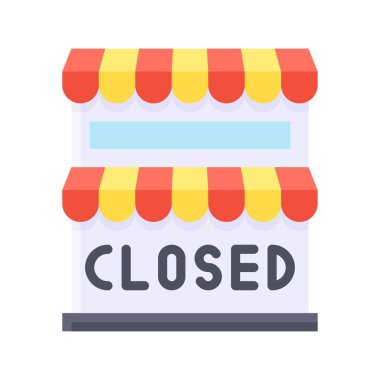 Ekonomik durgunlukla ilgili mağaza binası düz stil metin vektörlerine yakın ve yazılı