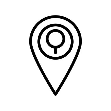 Pin vektör illüstrasyonu, izole çizgi tasarım simgesi