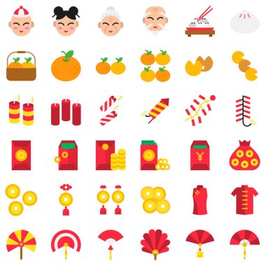 Çin 'in yeni yıl vektör simgesi, düz tasarım