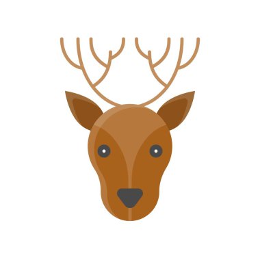 Ren geyiği yüz vektörü, Noel günü ilgili düz simge