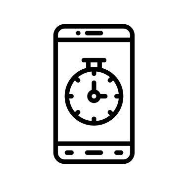 uygulama simgeleri zamanlayıcı veya saat ve doğrusal biçiminde düğme vektörleri ile ilgili cep telefonu ekranını ayarlar