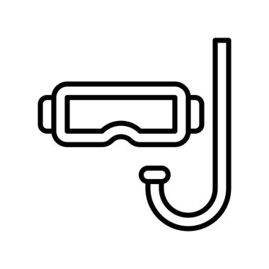 Dalış maskesi vektörü, Yaz Tatili ile ilgili satır simgesi