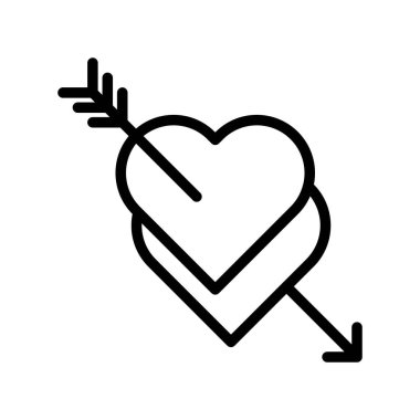 Ok vektörlü kalpler, Valentine ve aşkla ilgili çizgi simgesi