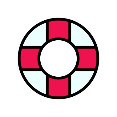 Yaz plajı ya da tatille ilgili plaj yüzme tüpü şeritli vektör ile düzenlenebilir felçli