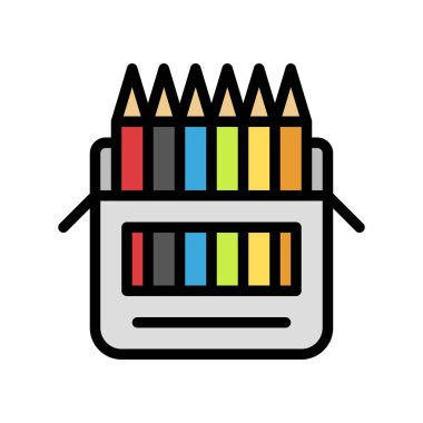 Renkli kalem vektörü, okula doldurulmuş biçim simgesine geri dön