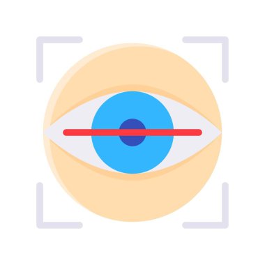 Retina tarama vektör illüstrasyonu, gelecekteki teknoloji düz tasarım simgesi