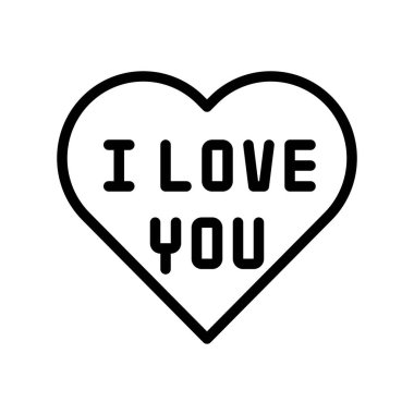 Seni seviyorum kalp vektörü, sevgililer günü ve aşkla ilgili çizgi ikonu
