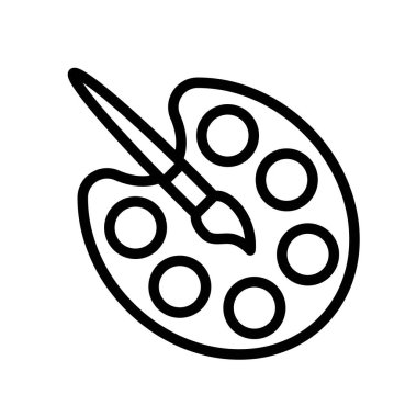 Boya fırçası ve Palet vektörü, Okul satırı tasarım simgesine geri dön