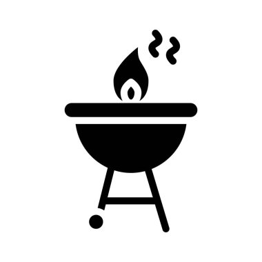 Barbekü ızgara vektörü, barbekü bağlantılı katı tasarım simgesi