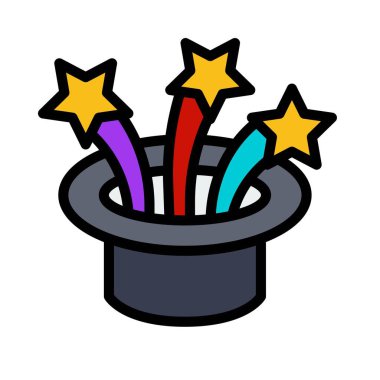 Sihirli şapka vektörü, sihirle ilişkili düzenlenebilir vuruş simgesi