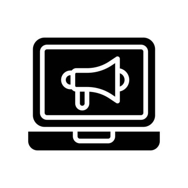 Laptop ekran vektörü hoparlörü, Dijital pazarlama katı tasarım simgesi
