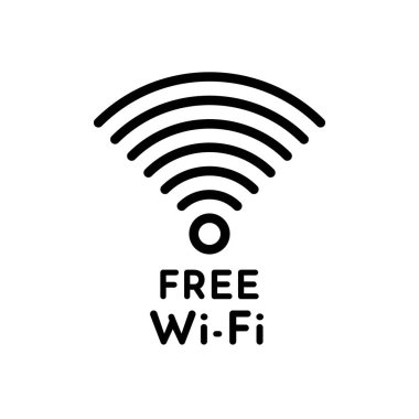 Ücretsiz WiFi logo simgesi, kablosuz yerel alan vektör illüstrasyonu