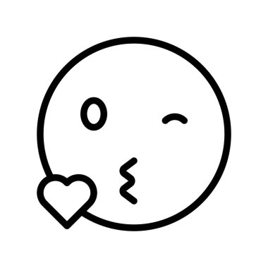 Öpüşen yüz vektör illüstrasyonu, satır tasarımı düzenlenebilir ana hatları