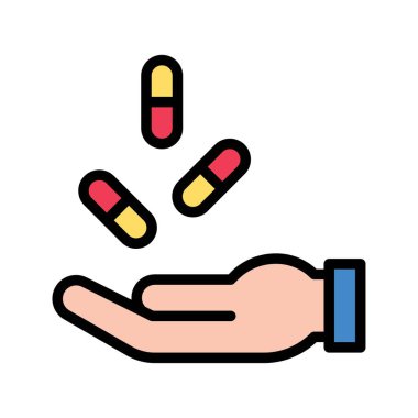 Corona virüsü ile ilgili ilaç kapsülü veya el vektöründe düzenlenebilir felçli haplar