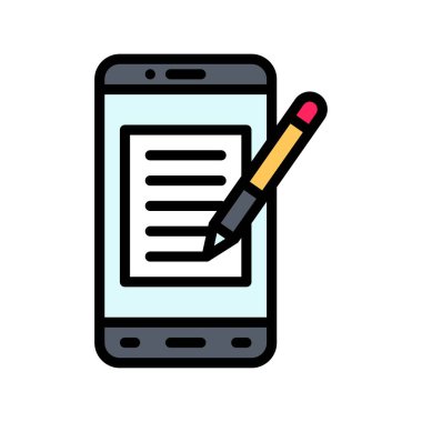 uygulama simgeleri ile ilgili cep telefonu ekranı kalem ve sayfa ile düzenlenebilir vuruş vektörleri ile ayarlandı