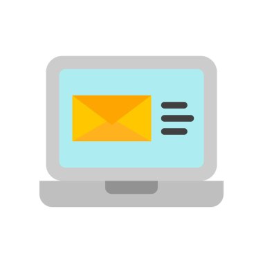 E- posta vektörlü dizüstü bilgisayar, Sosyal medya düz tasarım simgesi