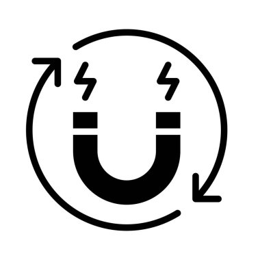 Katı tasarımda ok dairesi vektörü ile iklim bağlantılı mıknatıs gücü