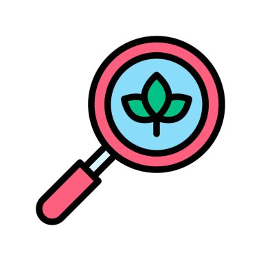 Düzenlenebilir darbeyle büyüteç cam vektöründe bulunan sürdürülebilir ya da geri dönüşümle ilgili yapraklar