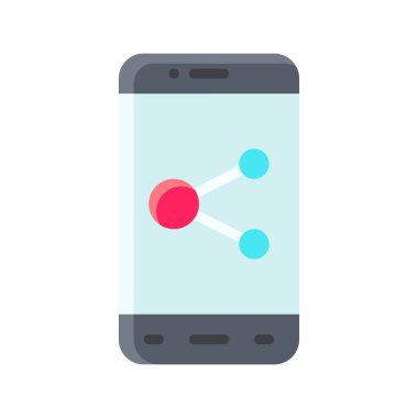 uygulama simgeleri, paylaşım işareti, daireler ve düz biçimli düğme vektörleri ile ilgili cep telefonu ekranını ayarladı