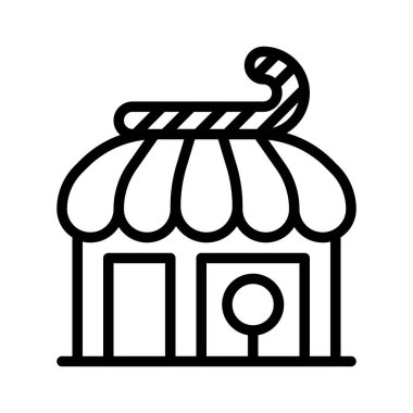 Şekerci dükkanı vektör çizimi, izole çizgi tasarım simgesi